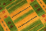 おしゃれでカラフルな色彩コルデスタン産地ギャッベ高品質58161、サイズ：85x55ｃｍ（フサ含まず）
