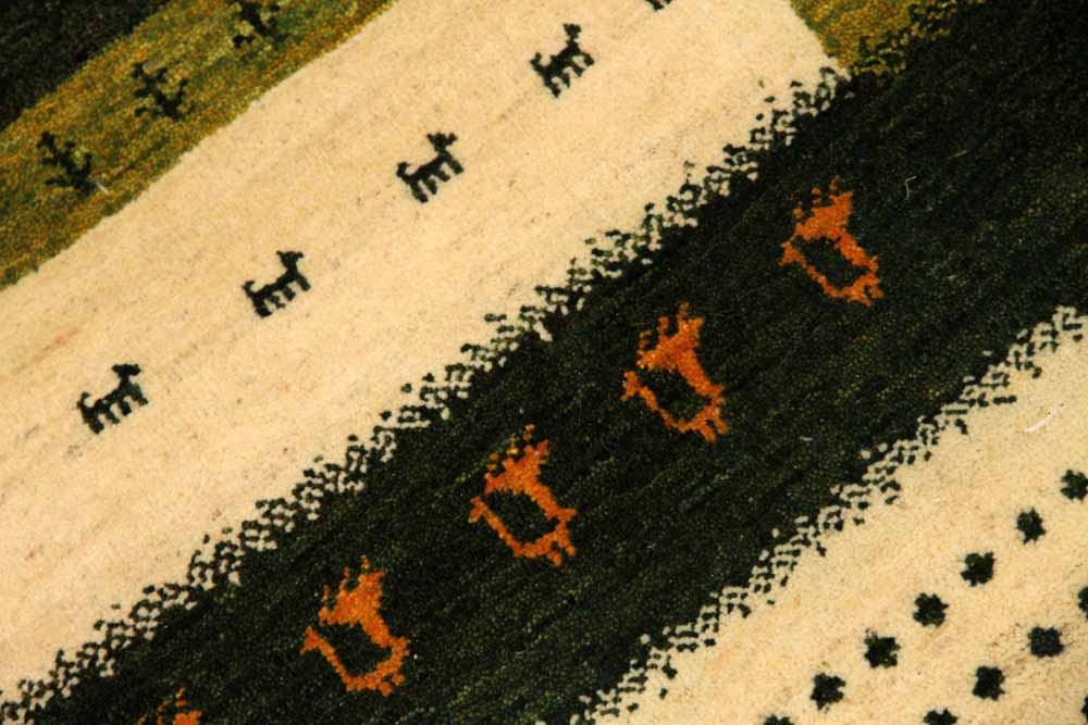 高品質手織りペルシャギャッベコルデスタンギャッベイラン製58421、サイズ：87x62ｃｍ（フサ含まず）