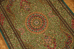 高級手作りペルシャ絨毯クムシルクグリーン57008、green carpet silk、サイズ：121x76 CM