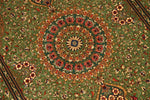 高級手作りペルシャ絨毯クムシルクグリーン57008、green carpet silk、サイズ：121x76 CM