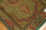 高級手作りペルシャ絨毯クムシルクグリーン57008、green carpet silk、サイズ：121x76 CM