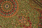 高級手作りペルシャ絨毯クムシルクグリーン57008、green carpet silk、サイズ：121x76 CM