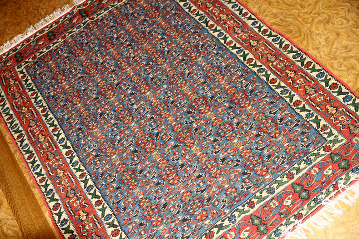 手織り高級キリムのセネ産地センターラグ124000,サイズ：155x117ｃｍ（フサ含まず）