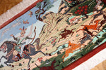 クムシルクのハンティングデザインペルシャ絨毯50013、サイズ：58x40 CM