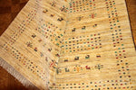 高品質のイラン製ギャッベ、メリノウールペルシャ18316、サイズ：203x156cm（フサ含まず）