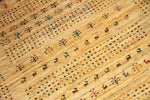高品質のイラン製ギャッベ、メリノウールペルシャ18316、サイズ：203x156cm（フサ含まず）