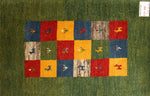 細かい織り方のギャッベコルデスタン産ウール26213、サイズ：88ｘ61ｃｍ（フサ含まず）