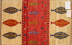 カラフルな高品質コルデスタンギャッベイラン製58160、サイズ：94x58ｃｍ（フサ含まず）