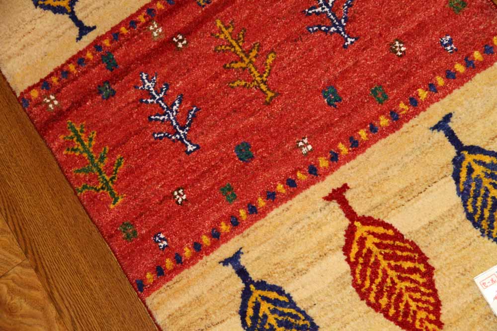 カラフルな高品質コルデスタンギャッベイラン製58160、サイズ：94x58ｃｍ（フサ含まず）