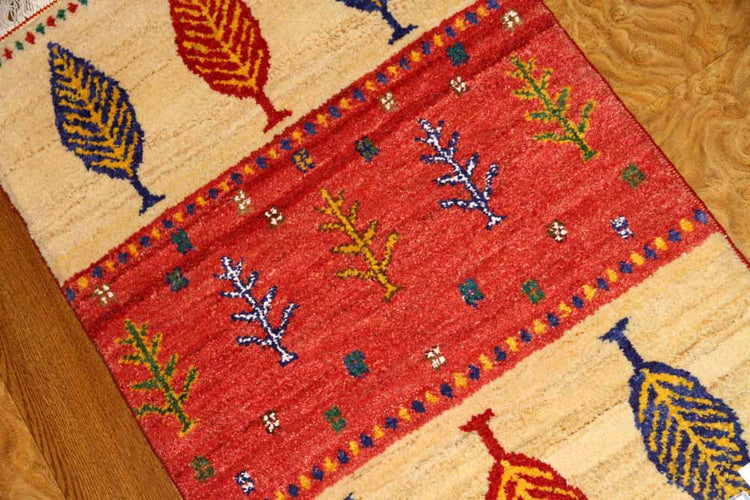 カラフルな高品質コルデスタンギャッベイラン製58160、サイズ：94x58ｃｍ（フサ含まず）