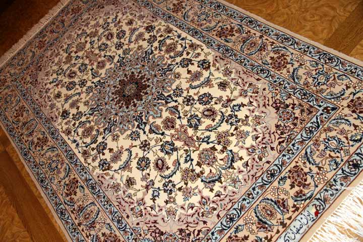 イスファハンセンターラグメダリオンペルシャ50136,ファイン絨毯、サイズ：182x112ｃｍ（フサ含まず）