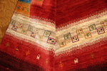 高品質イラン製赤いギャッベ手織りペルシャリビングギャッベ192197、サイズ：245x175 CM (フサ含まず）