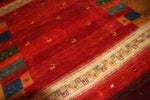 高品質イラン製赤いギャッベ手織りペルシャリビングギャッベ192197、サイズ：245x175 CM (フサ含まず）