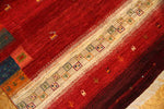 高品質イラン製赤いギャッベ手織りペルシャリビングギャッベ192197、サイズ：245x175 CM (フサ含まず）