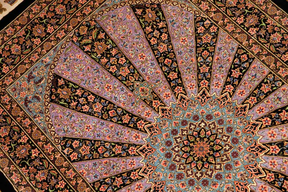 最高級有名工房のJEDDI玄関マットシルクペルシャ絨毯60062、サイズ：124x79 CM