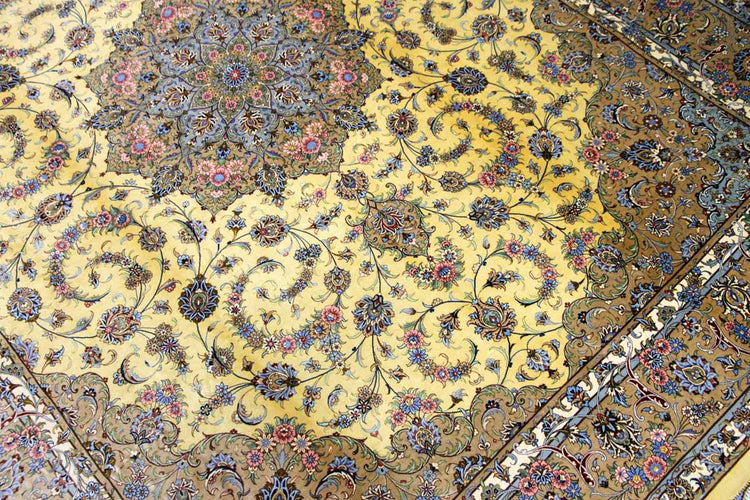 最高級カシャーンシルクリビング手織りペルシャ絨毯75198 , サイズ：250ｘ200ｃｍ