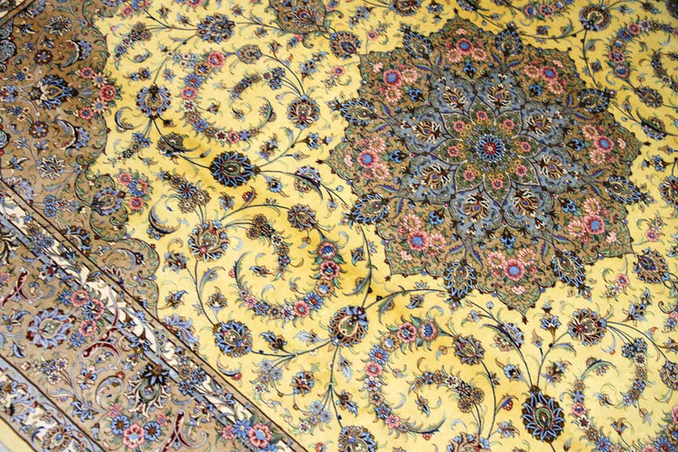 最高級カシャーンシルクリビング手織りペルシャ絨毯75198 , サイズ：250ｘ200ｃｍ