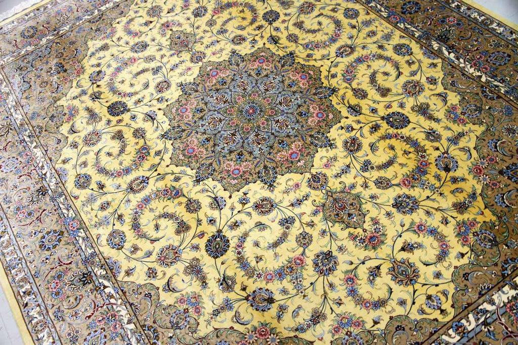 最高級カシャーンシルクリビング手織りペルシャ絨毯75198 , サイズ：250ｘ200ｃｍ