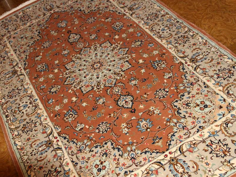 カシャーン産地の手織りペルシャ絨毯18946、サイズ：227x140ｃｍ（フサ含まず)
