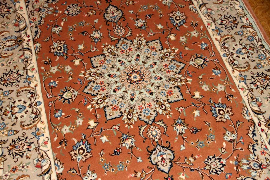 カシャーン産地の手織りペルシャ絨毯18946、サイズ：227x140ｃｍ（フサ含まず)