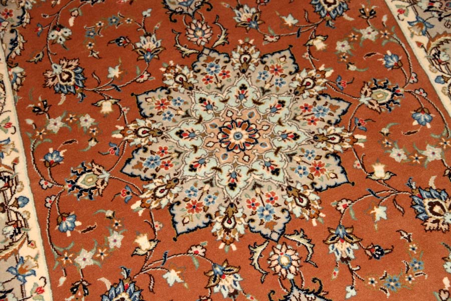 カシャーン産地の手織りペルシャ絨毯18946、サイズ：227x140ｃｍ（フサ含まず)