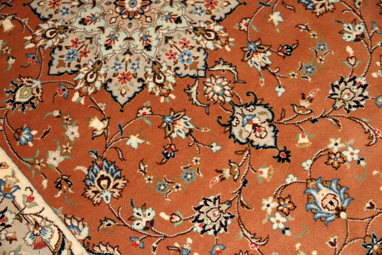 カシャーン産地の手織りペルシャ絨毯18946、サイズ：227x140ｃｍ（フサ含まず)