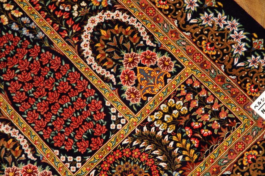 高級手織りペルシャ絨毯ヘシティーデザインシルクの玄関マット57003、サイズ： 90x61ｃｍ