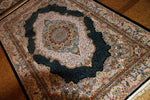 最高級機械織りペルシャカーペットメダリオン紺色990078E,サイズ：225x150 CM （フサを含まず）
