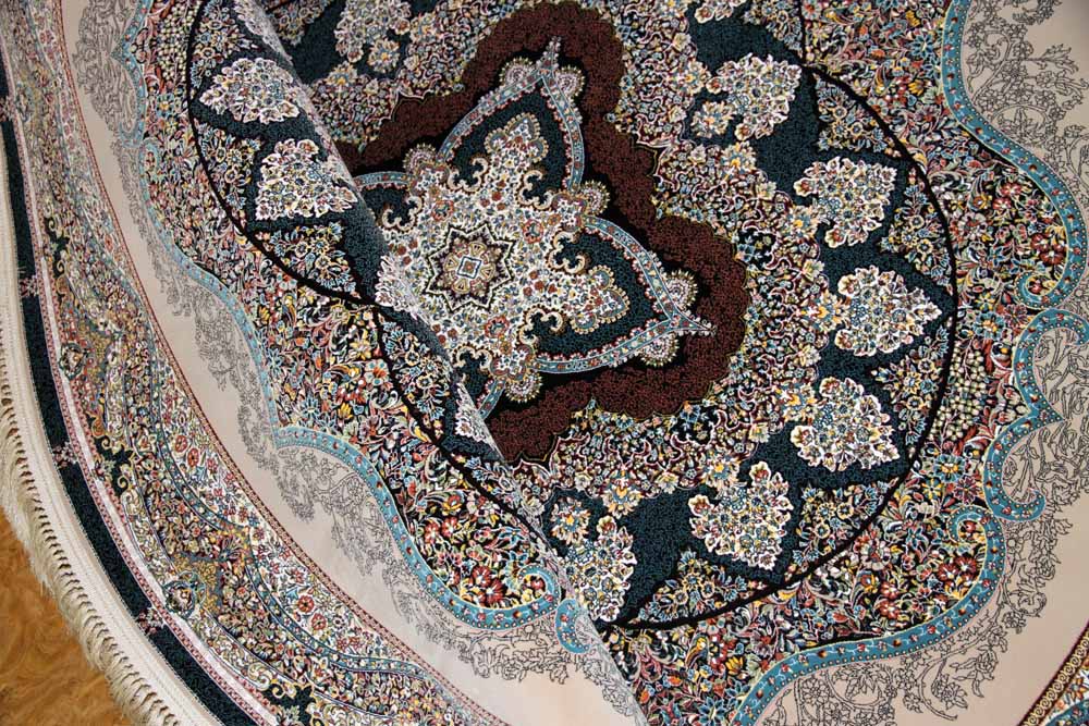 イラン製最高級機械織りペルシャカーペット丸い形990084K,サイズ：200x200 CM（フサを含まず）210CM