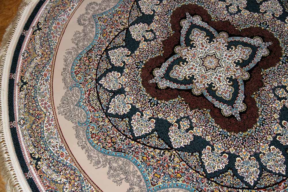 イラン製最高級機械織りペルシャカーペット丸い形990084K,サイズ：200x200 CM（フサを含まず）210CM