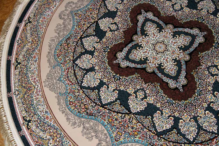 イラン製最高級機械織りペルシャカーペット丸い形990084K,サイズ：200x200 CM（フサを含まず）210CM