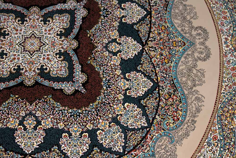 イラン製最高級機械織りペルシャカーペット丸い形990084K,サイズ：200x200 CM（フサを含まず）210CM