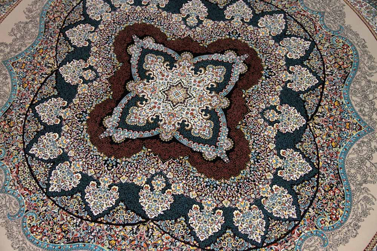 イラン製最高級機械織りペルシャカーペット丸い形990084K,サイズ：200x200 CM（フサを含まず）210CM