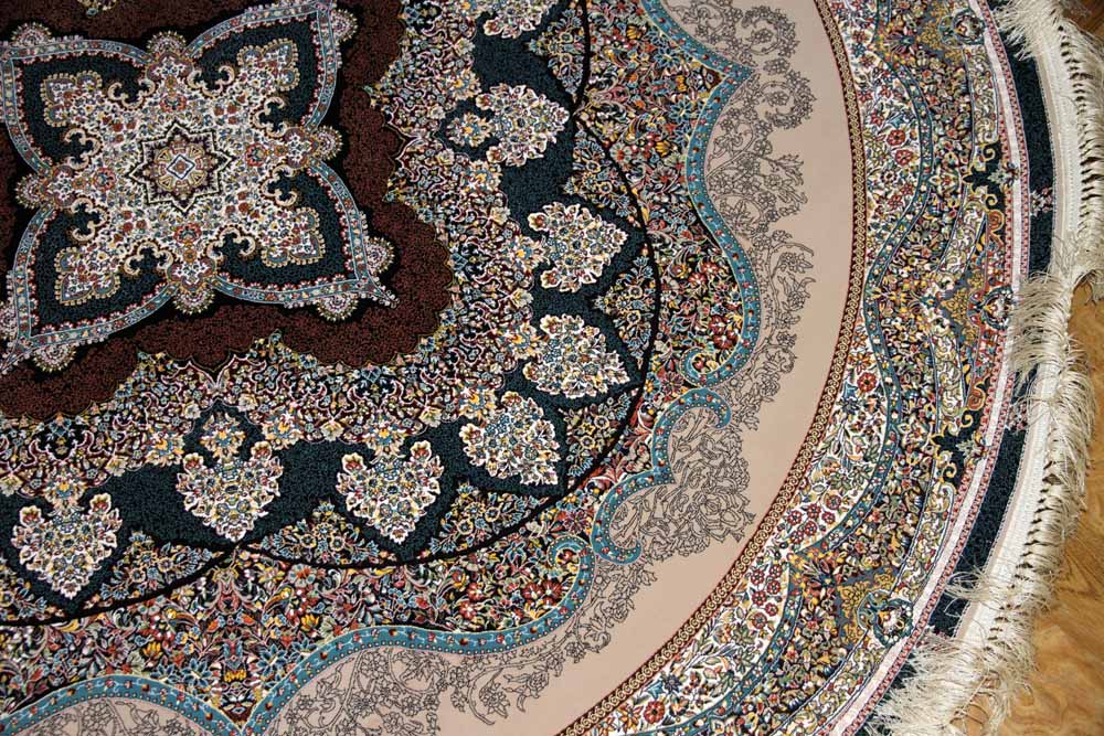 イラン製最高級機械織りペルシャカーペット丸い形990084K,サイズ：200x200 CM（フサを含まず）210CM