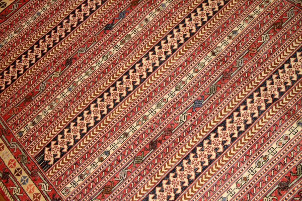 高級シルジャンキリム草木染めラグサイズ34582,サイズ：190x130ｃｍ（フサ含まず）