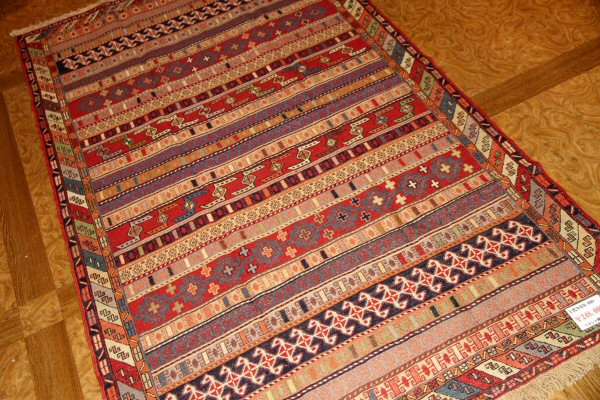 ペルシャキリムのシルジャン産地ラグサイズ34536,サイズ：196x123ｃｍ（フサ含まず）