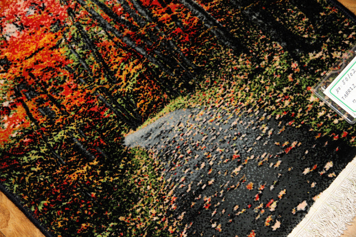 じゅうたん紅葉の風景、自然景色のペルシャ50102、ペルシャ絨毯壁掛け、サイズ：71x51ｃｍ（フサ含まず）