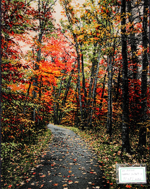 じゅうたん紅葉の風景、自然景色のペルシャ50102、ペルシャ絨毯壁掛け、サイズ：71x51ｃｍ（フサ含まず）