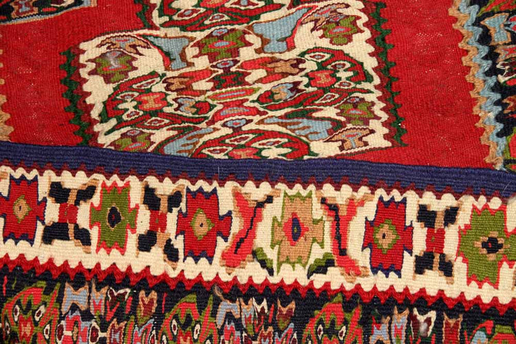 廊下敷き赤いセネキリムイラン輸入235000、サイズ：300x80ｃｍ（フサ含まず）