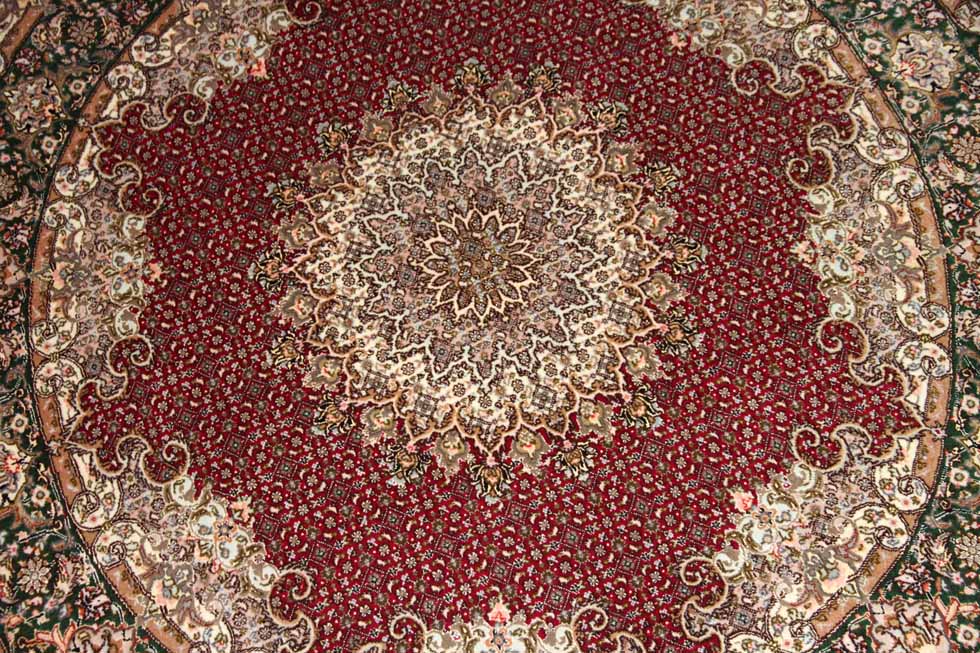 最高級ペルシャ絨毯丸い形タブリーズマヒデザイン29888、サイズ：152x152ｃｍ（フサ含まず）