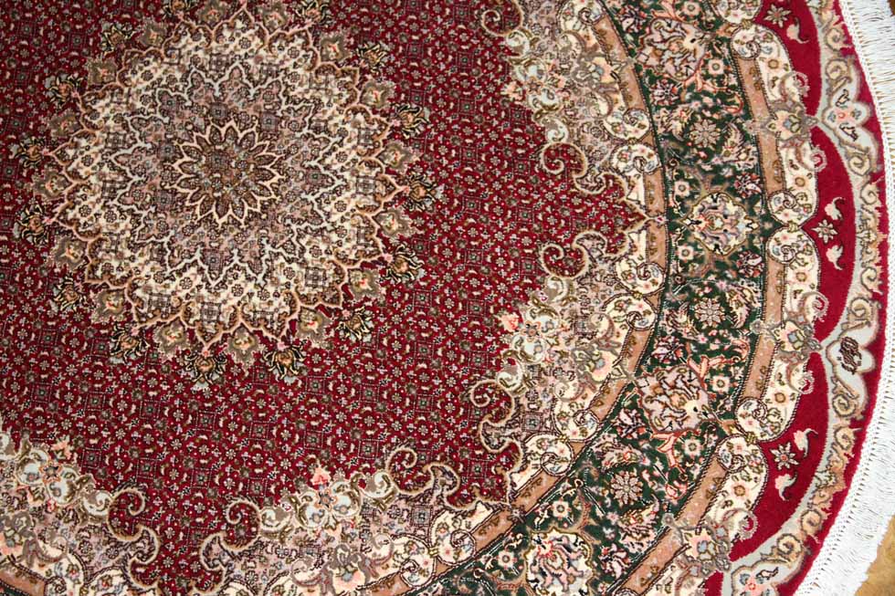 最高級ペルシャ絨毯丸い形タブリーズマヒデザイン29888、サイズ：152x152ｃｍ（フサ含まず）