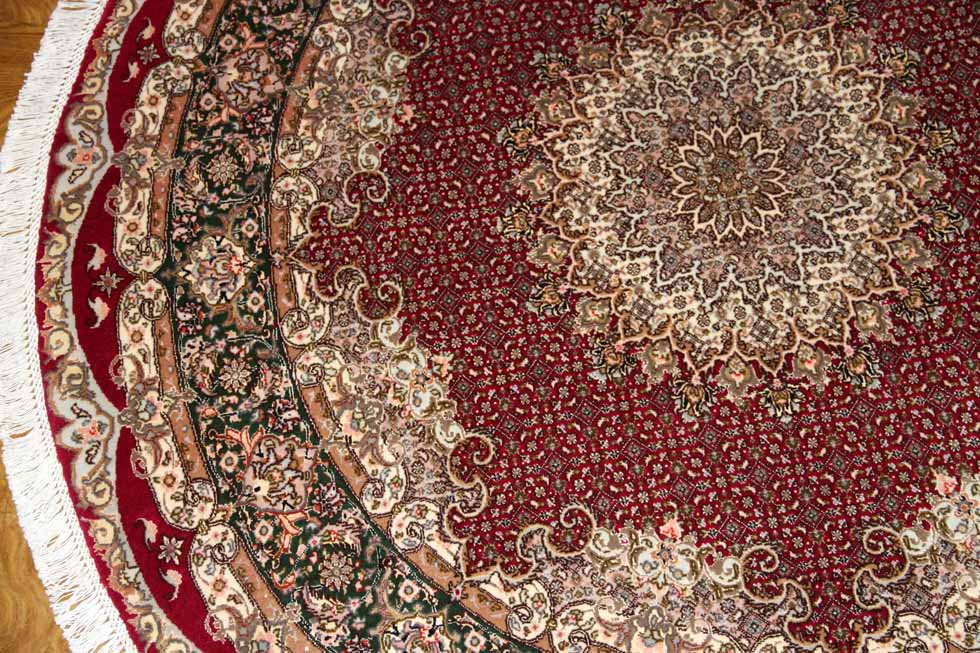 最高級ペルシャ絨毯丸い形タブリーズマヒデザイン29888、サイズ：152x152ｃｍ（フサ含まず）