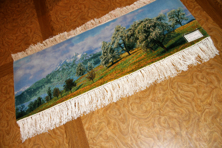 mountain view carpet 山の景色絨毯50101、絨毯山デザイン、山模様カーペット、サイズ：118x4４CM