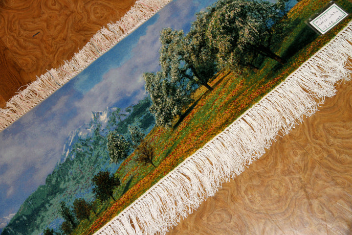 mountain view carpet 山の景色絨毯50101、絨毯山デザイン、山模様カーペット、サイズ：118x4４CM