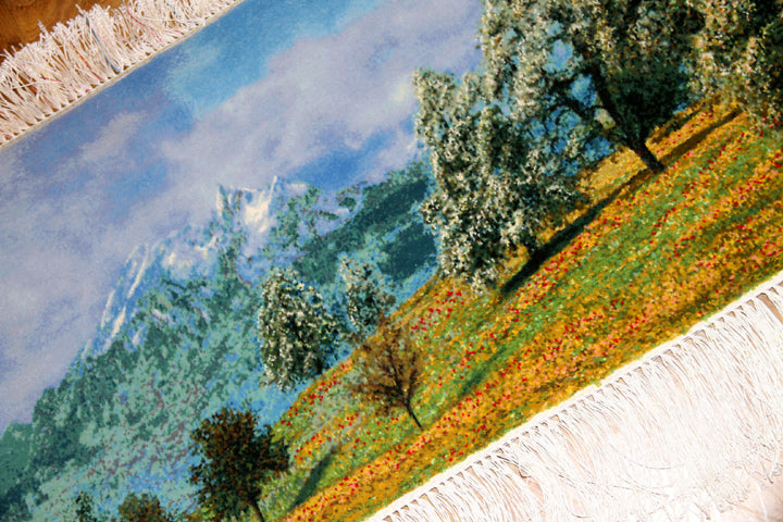mountain view carpet 山の景色絨毯50101、絨毯山デザイン、山模様カーペット、サイズ：118x4４CM