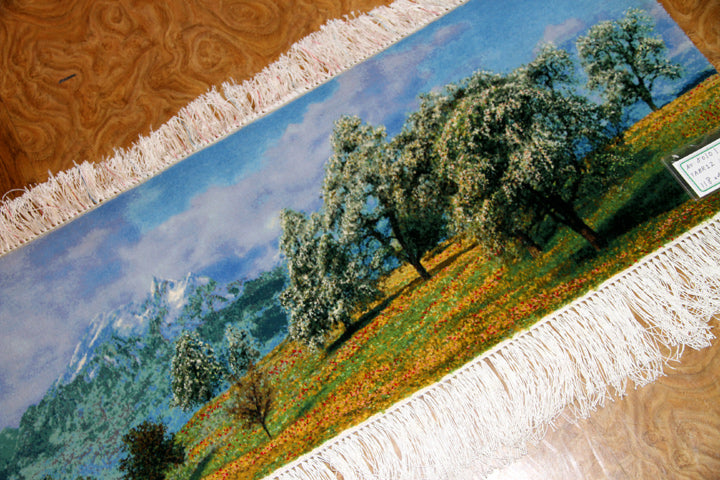 mountain view carpet 山の景色絨毯50101、絨毯山デザイン、山模様カーペット、サイズ：118x4４CM