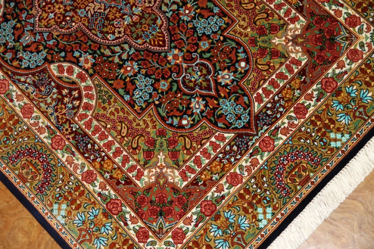 シルクの玄関マットカラフルなペルシャ絨毯56094、サイズ：117x76ｃｍ