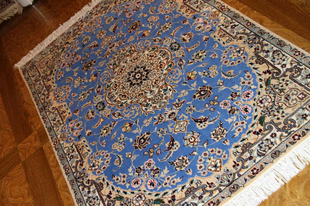 ペルシャじゅうたんナインブルー憧れの色彩ペルシャ玄関絨毯21192、サイズ：121ｘ84 CM