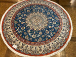 丸いセンターラグペルシャ絨毯、円形のブルー色ナイン産1810156 サイズ：円形　直径166x166CM