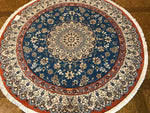 丸いセンターラグペルシャ絨毯、円形のブルー色ナイン産1810156 サイズ：円形　直径166x166CM